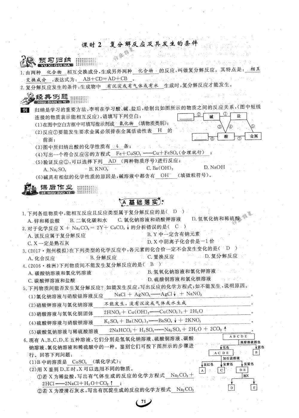 2018年思維新觀察九年級(jí)化學(xué)下冊(cè)人教版 參考答案第71頁(yè)