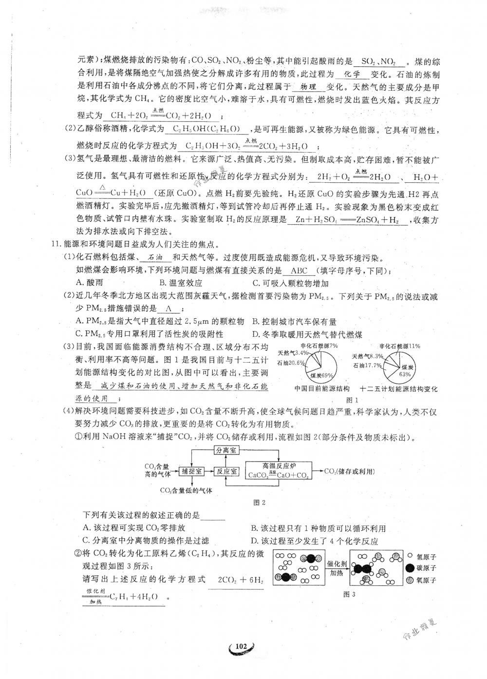 2018年思維新觀察九年級化學(xué)下冊人教版 參考答案第102頁