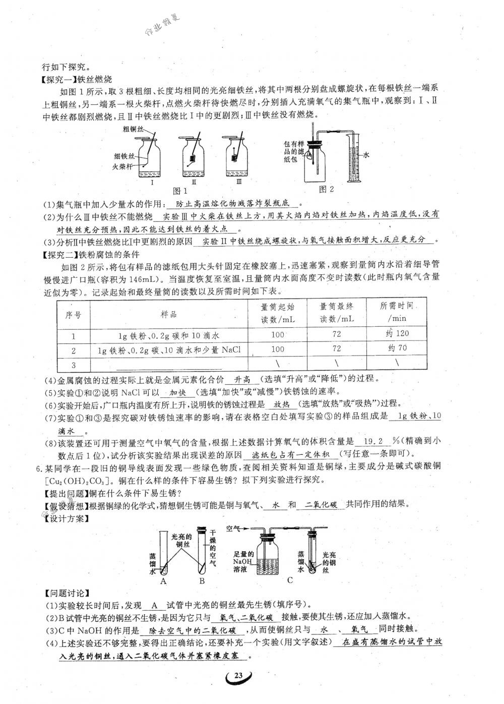 2018年思維新觀察九年級(jí)化學(xué)下冊(cè)人教版 參考答案第23頁