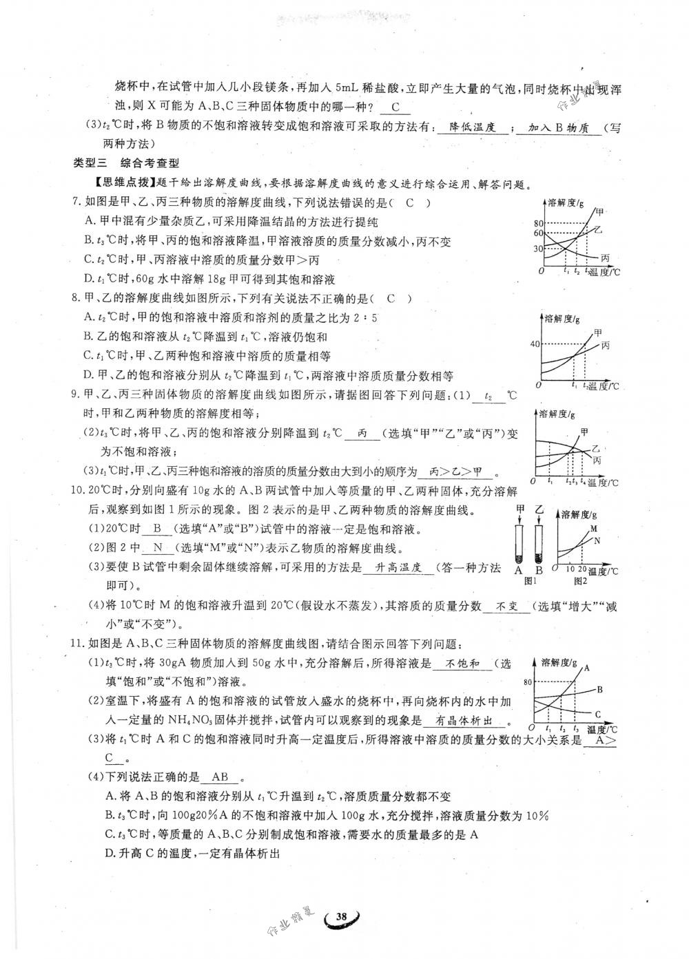 2018年思維新觀察九年級(jí)化學(xué)下冊(cè)人教版 參考答案第38頁(yè)