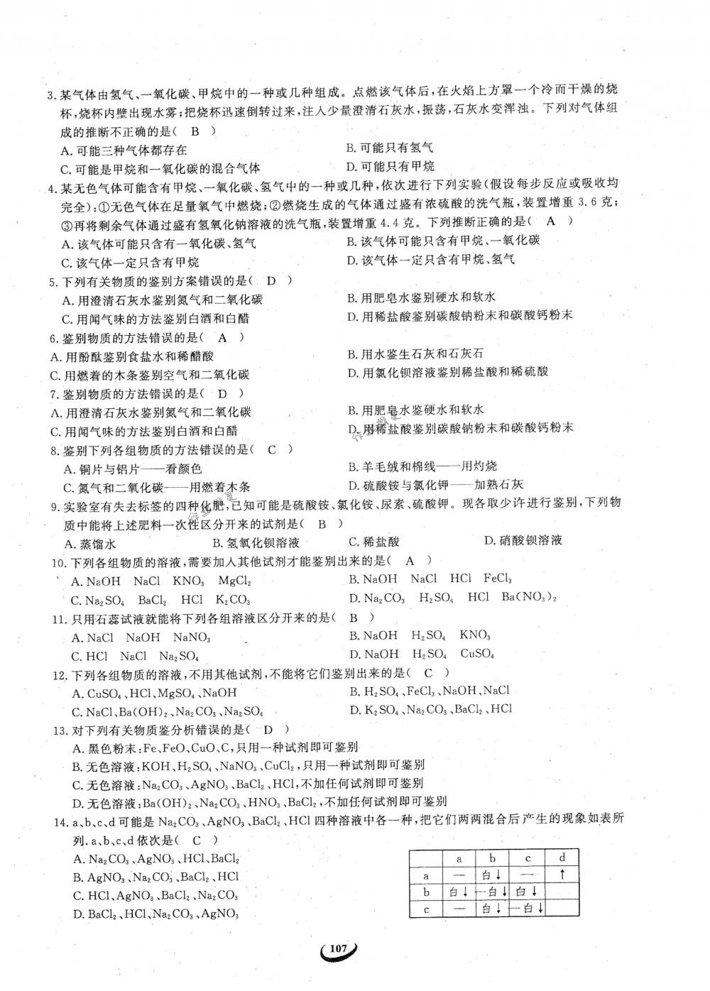 2018年思維新觀察九年級(jí)化學(xué)下冊(cè)人教版 參考答案第107頁