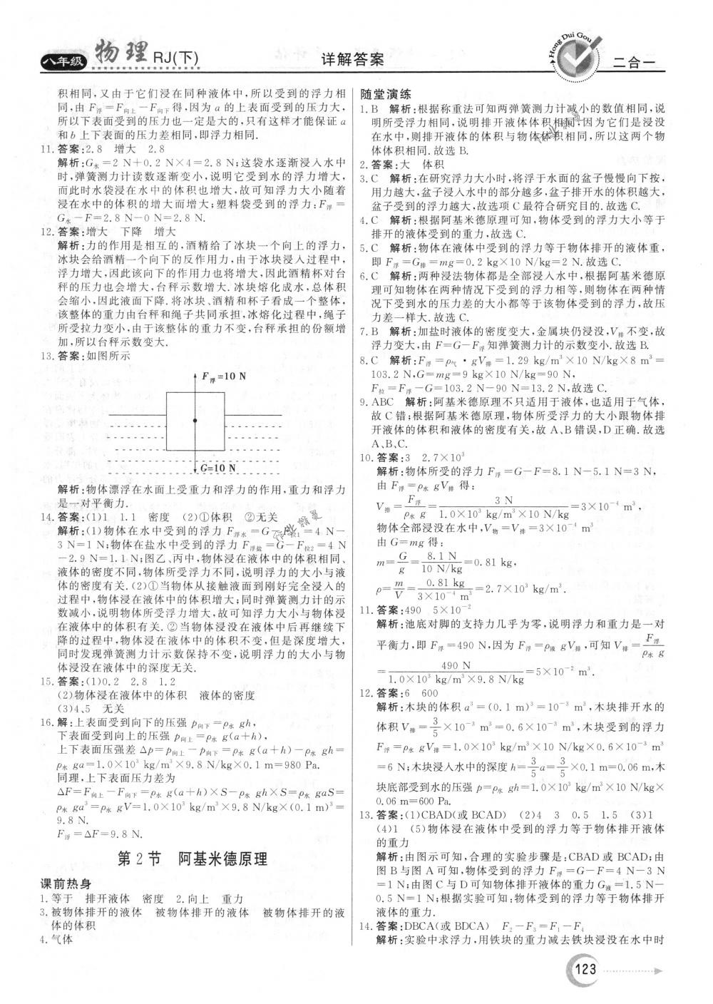 2018年紅對(duì)勾45分鐘作業(yè)與單元評(píng)估八年級(jí)物理下冊(cè)人教版 第15頁(yè)