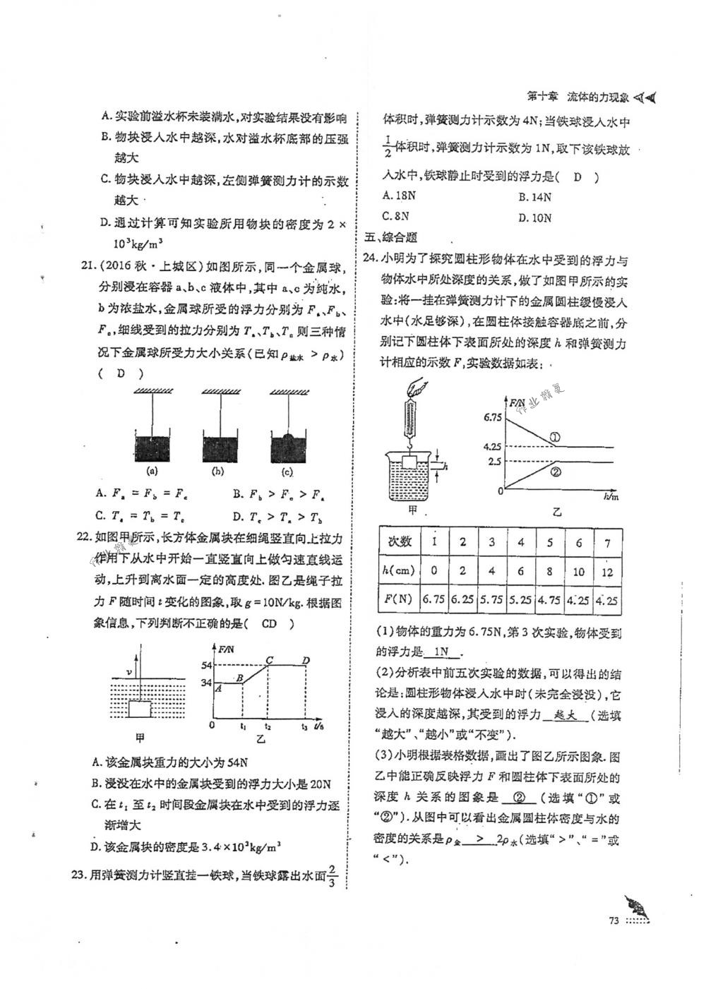 2018年蓉城优课堂给力A+八年级物理下册人教版 第73页