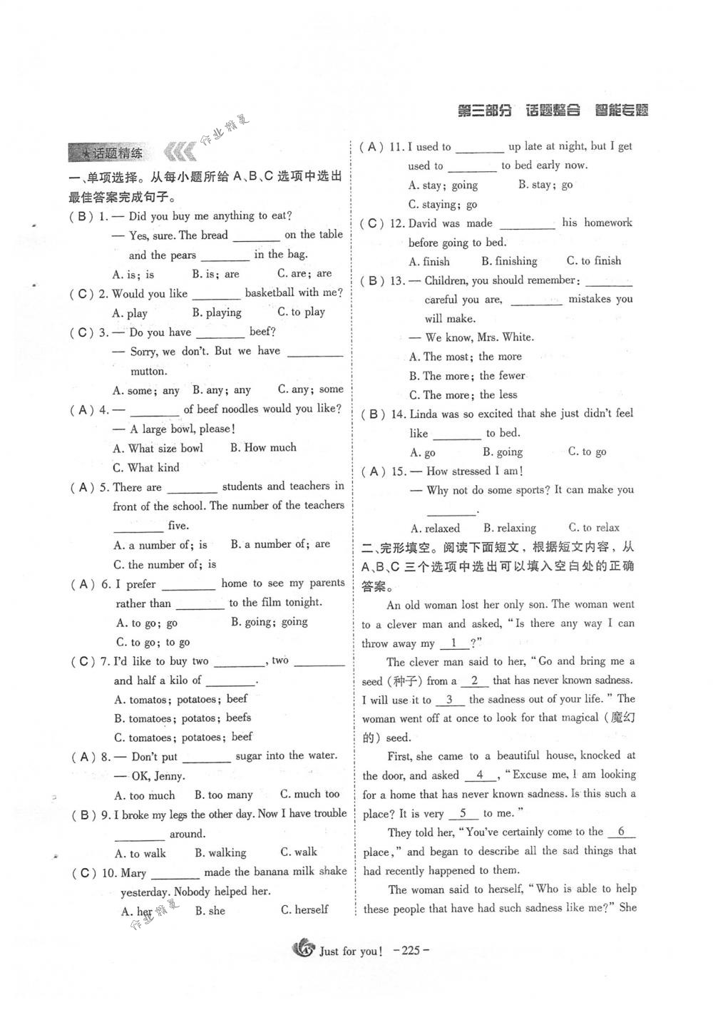 2018年蓉城優(yōu)課堂給力A+九年級(jí)英語(yǔ)下冊(cè)人教版 第225頁(yè)