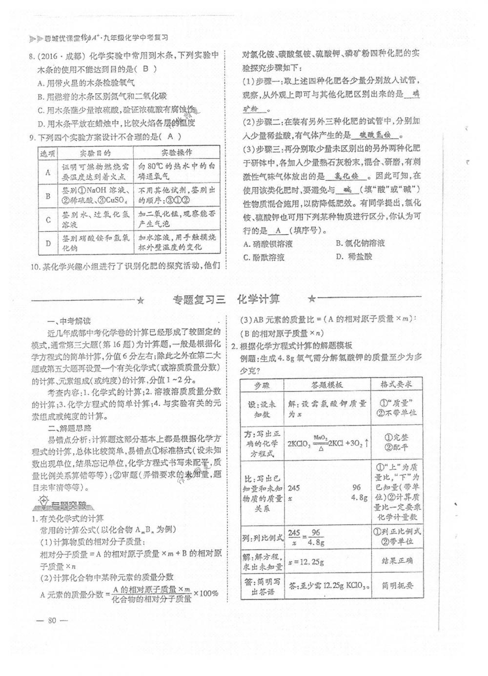 2018年蓉城优课堂给力A+九年级化学下册人教版 第80页