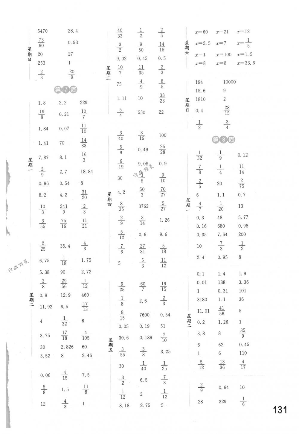 2018年通城学典计算能手六年级数学下册苏教版 参考答案第5页