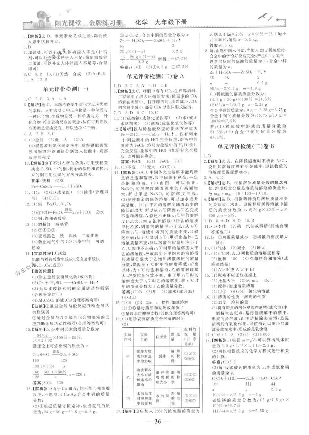 2018年陽光課堂金牌練習(xí)冊九年級化學(xué)下冊人教版 第12頁