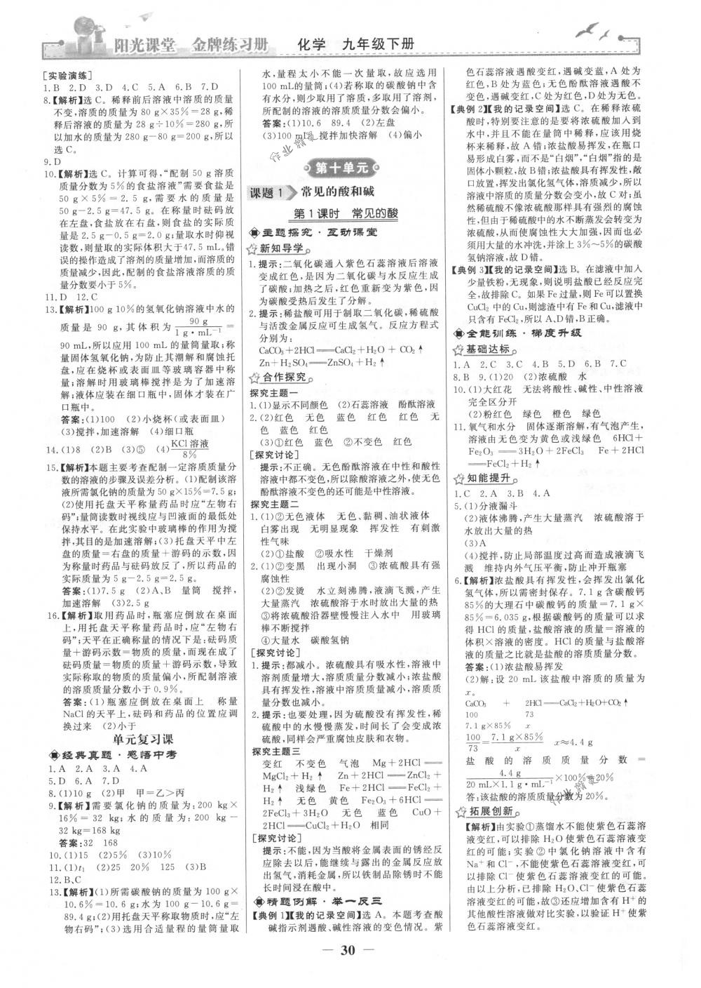 2018年陽光課堂金牌練習(xí)冊九年級化學(xué)下冊人教版 第6頁