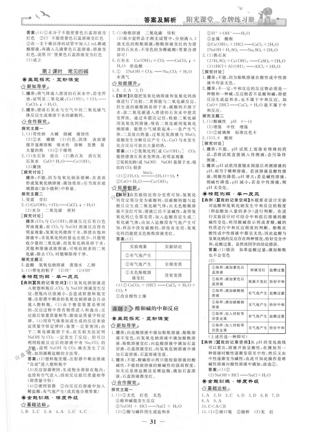 2018年陽光課堂金牌練習(xí)冊九年級化學(xué)下冊人教版 第7頁