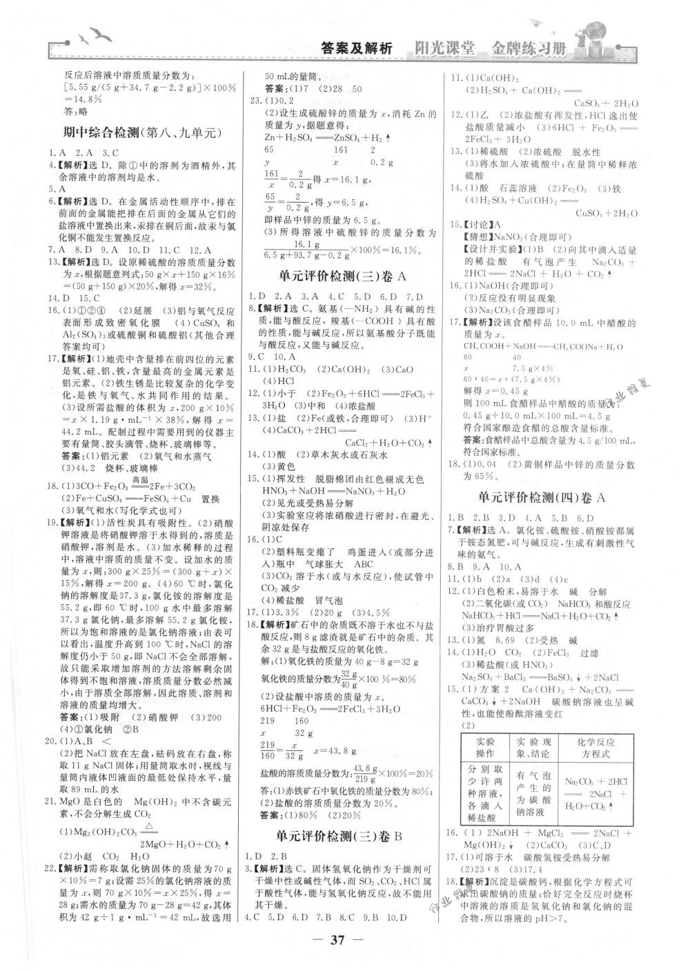 2018年陽光課堂金牌練習(xí)冊九年級化學(xué)下冊人教版 第13頁