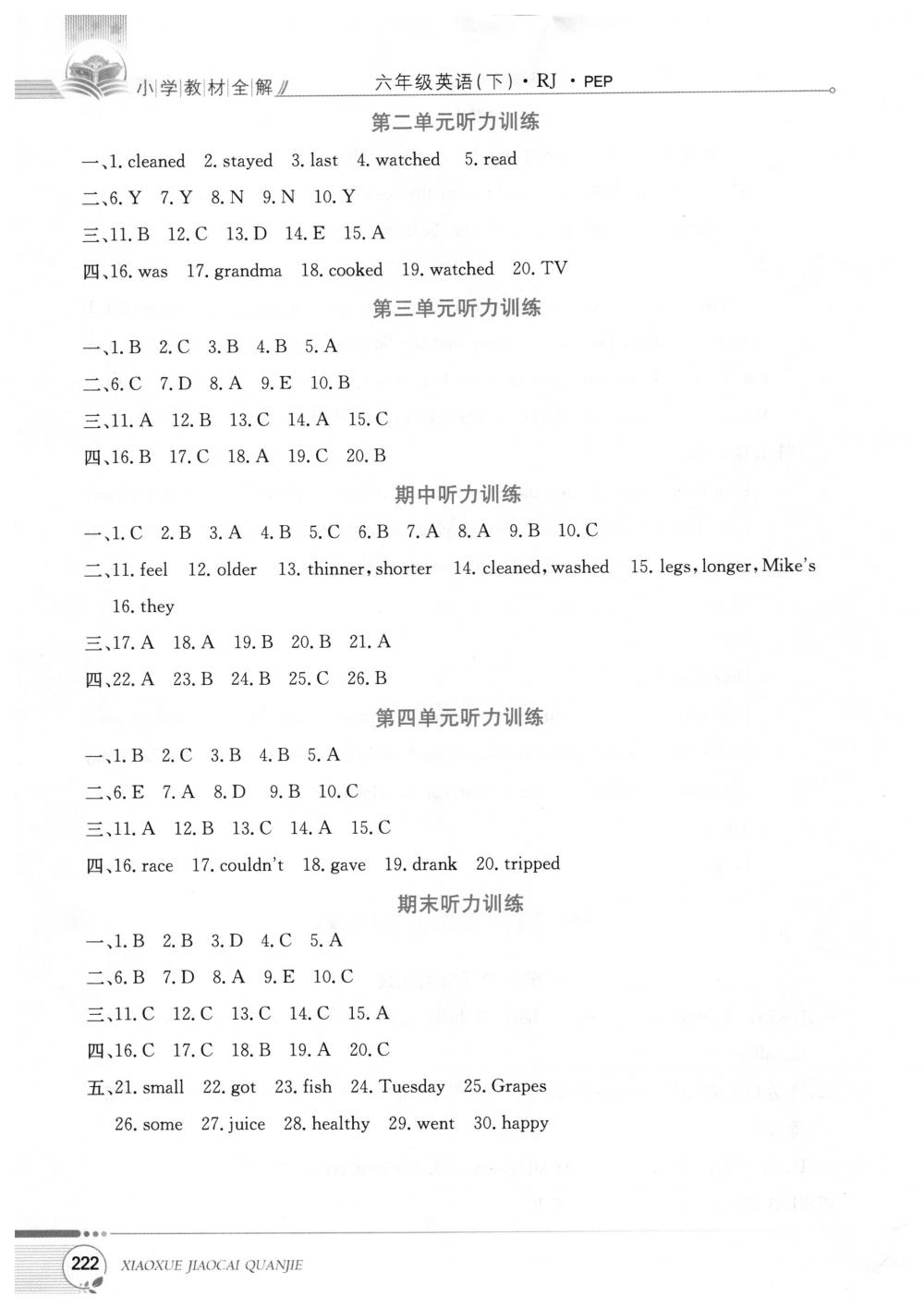 2018年小学教材全解六年级英语下册人教PEP版三起 第24页