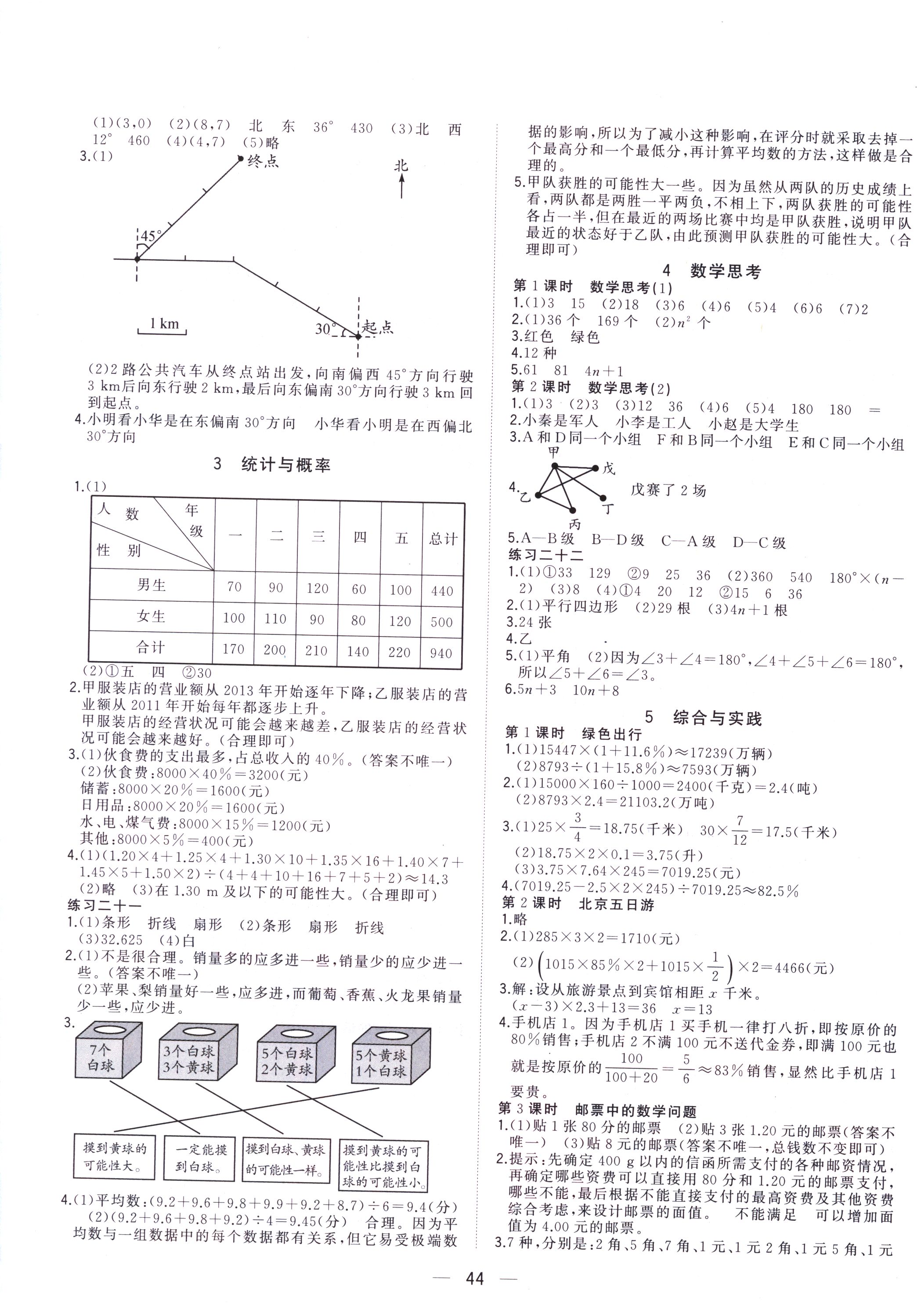 2018年課課優(yōu)課堂小作業(yè)六年級(jí)數(shù)學(xué)下冊(cè)人教版 參考答案第8頁