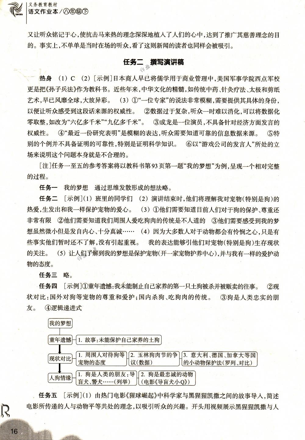 2018年作業(yè)本八年級語文下冊人教版浙江教育出版社 第16頁