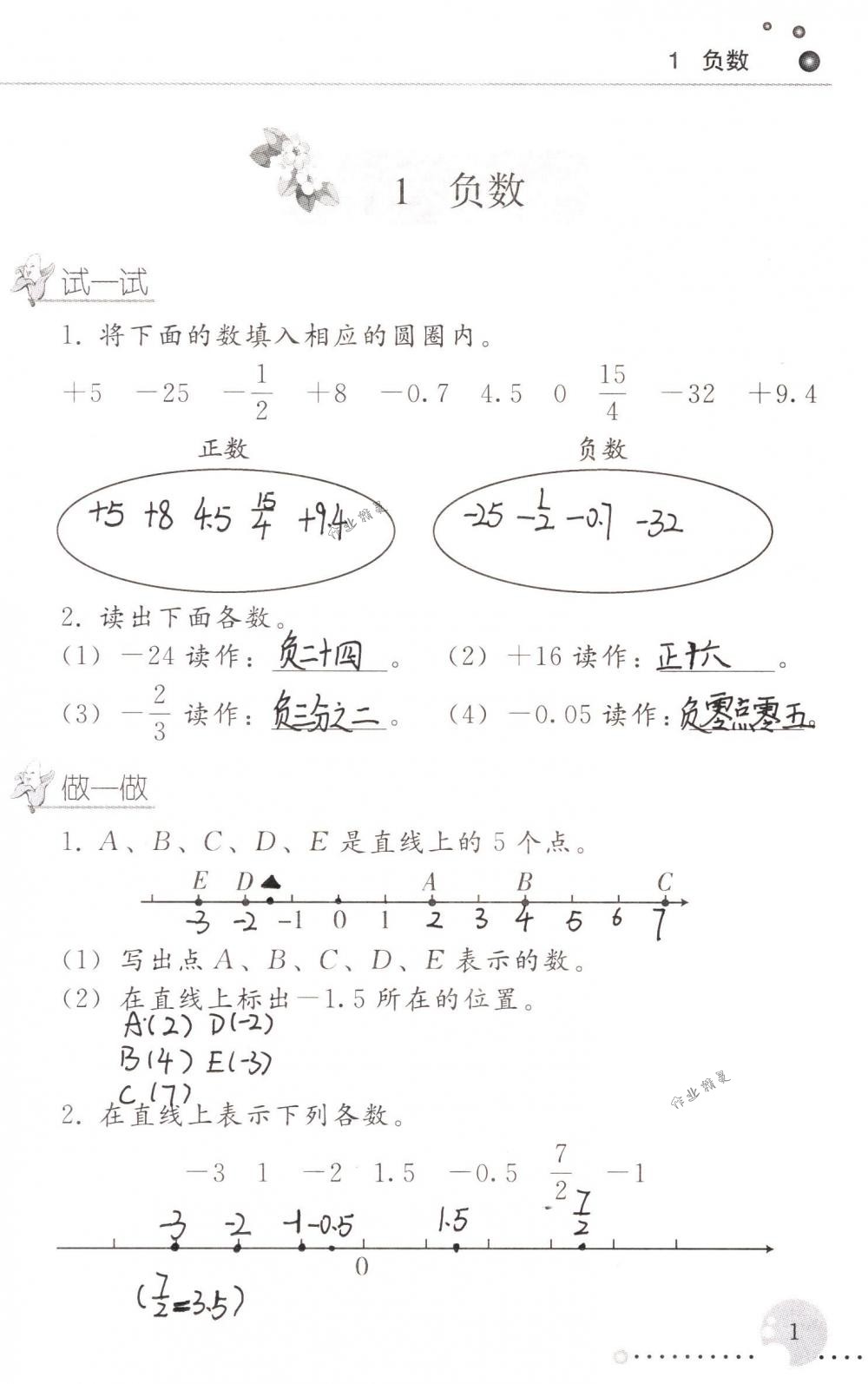 2018年配套練習(xí)冊(cè)人民教育出版社六年級(jí)數(shù)學(xué)下冊(cè)人教版 第1頁(yè)