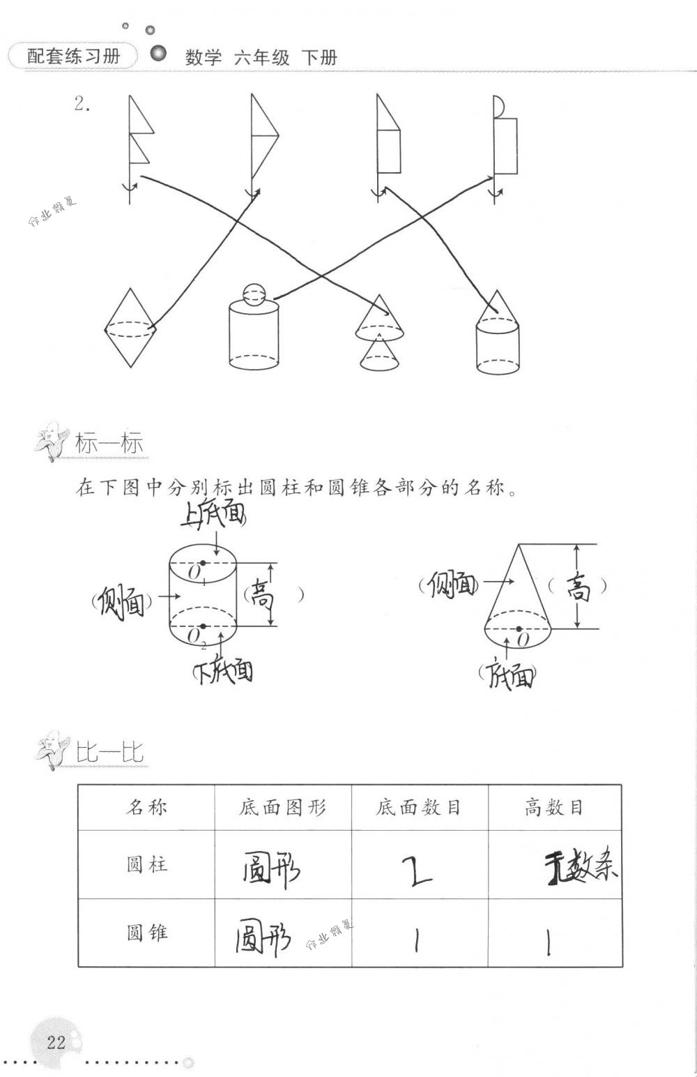 2018年配套練習(xí)冊(cè)人民教育出版社六年級(jí)數(shù)學(xué)下冊(cè)人教版 第22頁