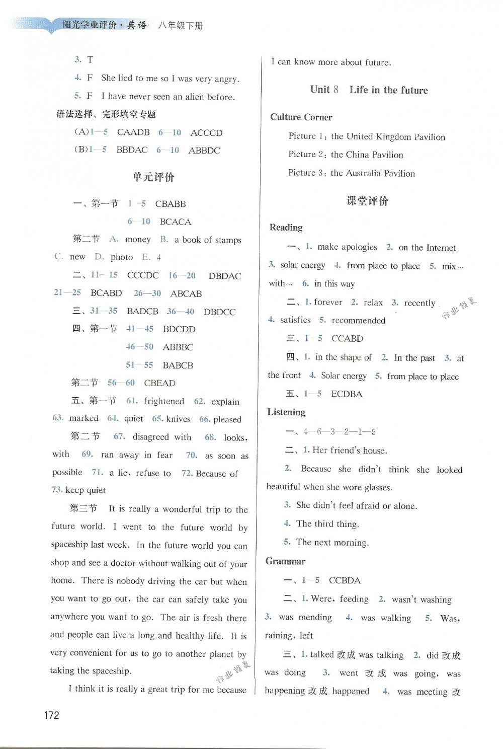 2018年陽(yáng)光學(xué)業(yè)評(píng)價(jià)八年級(jí)英語(yǔ)下冊(cè)滬教版 第10頁(yè)