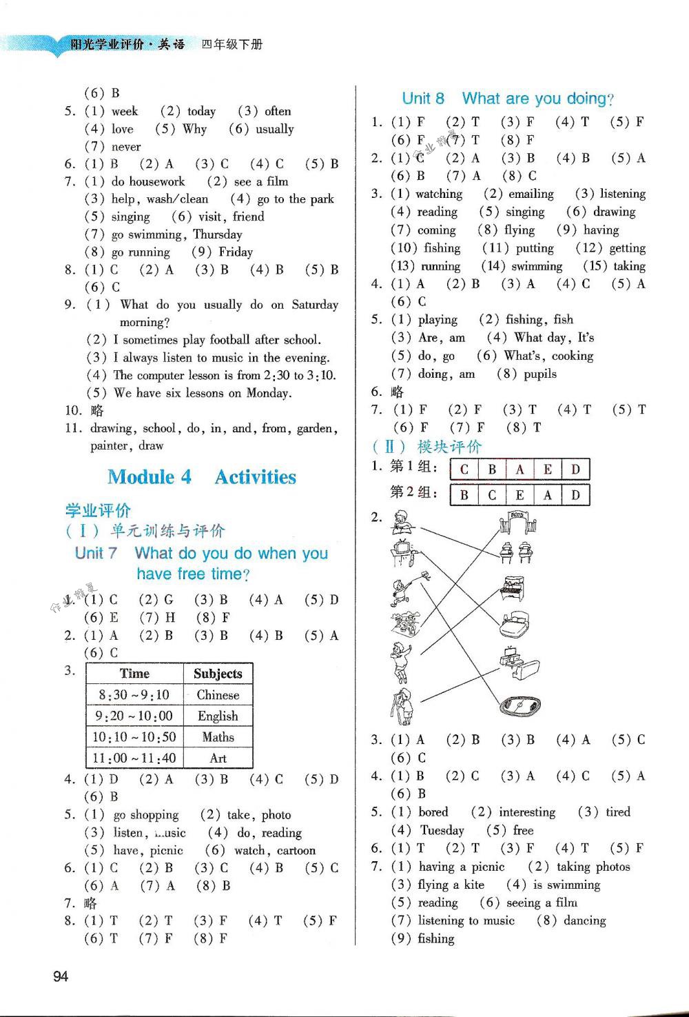 2018年阳光学业评价四年级英语下册教科版 第4页