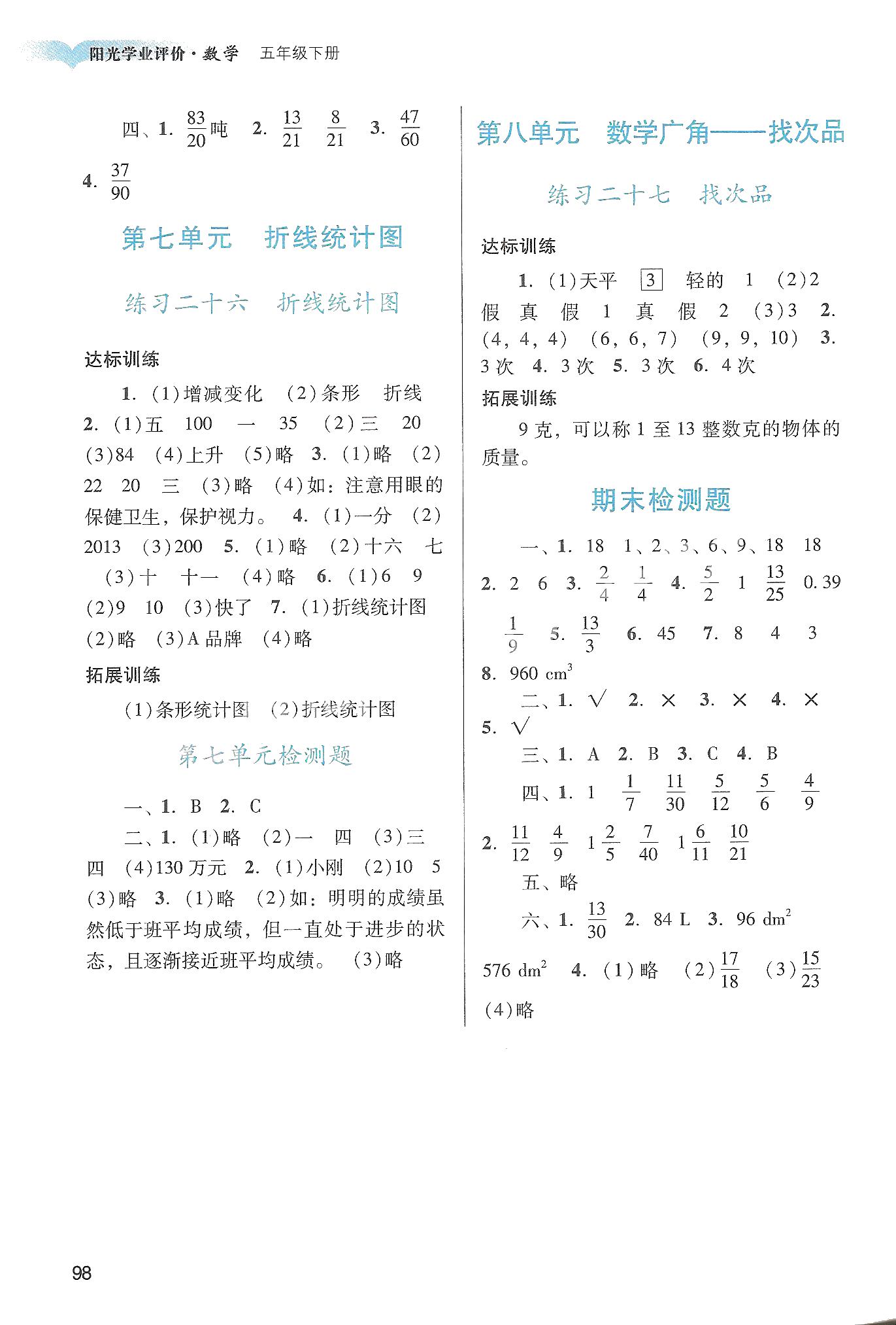 2018年陽光學(xué)業(yè)評(píng)價(jià)五年級(jí)數(shù)學(xué)下冊(cè)人教版 第8頁