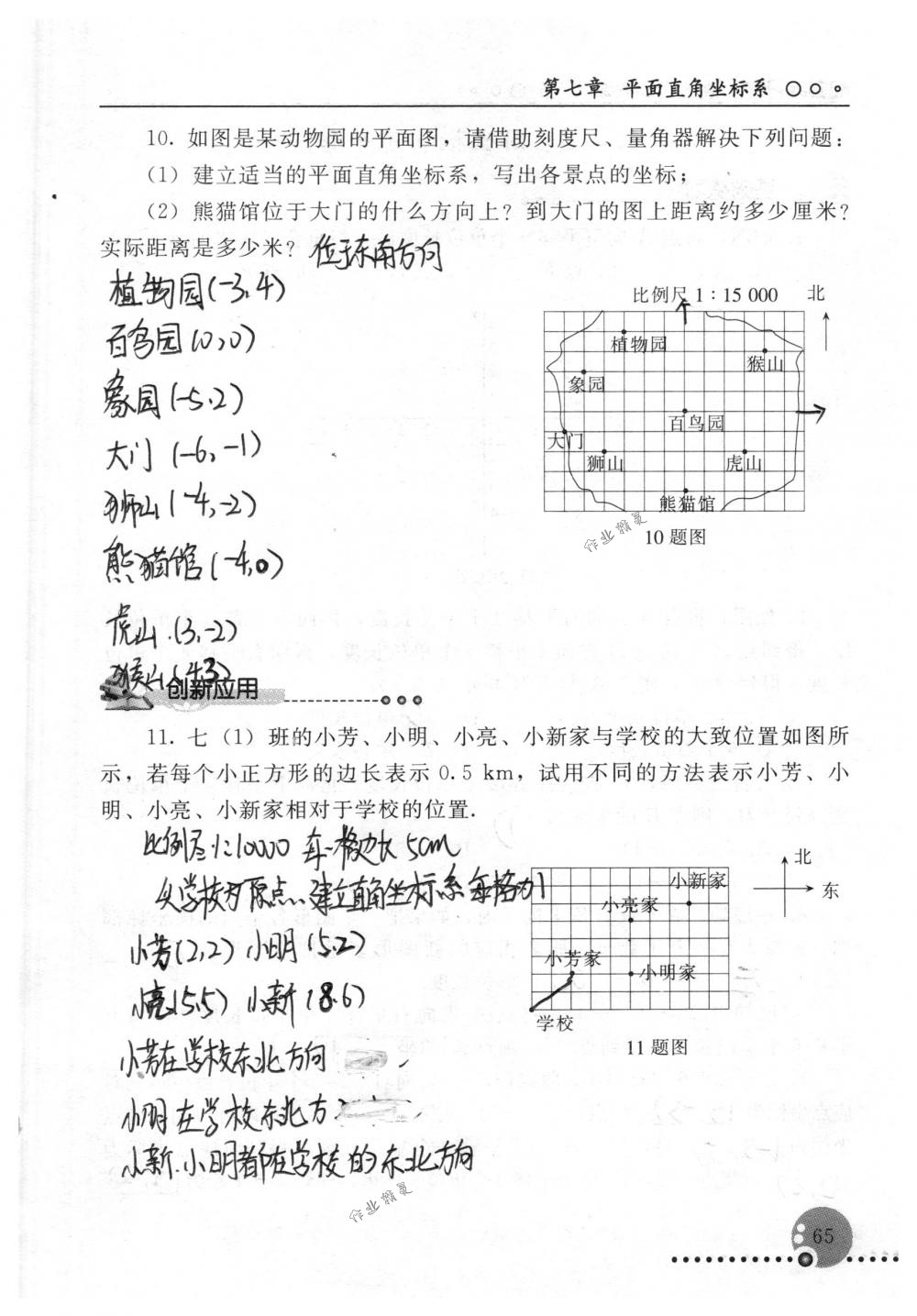 2018年配套練習冊人民教育出版社七年級數學下冊人教版 第65頁