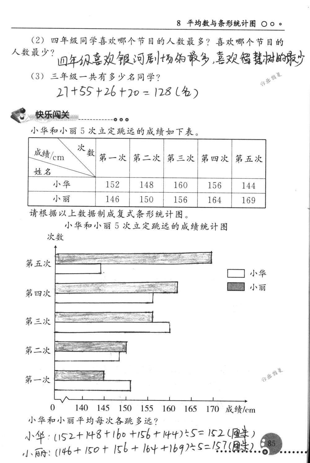 2018年配套練習(xí)冊(cè)人民教育出版社四年級(jí)數(shù)學(xué)下冊(cè)人教版 第85頁