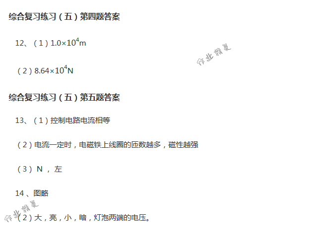 2018年配套練習冊人民教育出版社九年級物理下冊人教版 第46頁