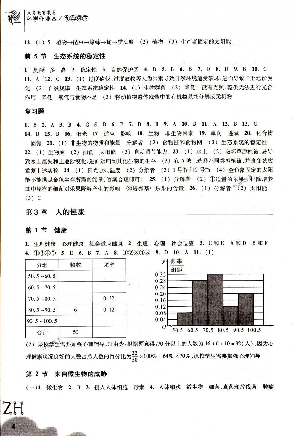 2018年作业本九年级科学下册浙教版浙江教育出版社 第4页