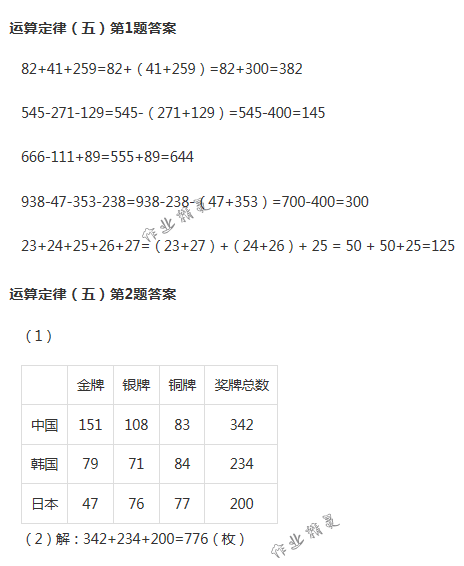 2018年数学作业本四年级下册人教版浙江教育出版社 第19页