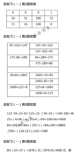 2018年数学作业本四年级下册人教版浙江教育出版社 第77页