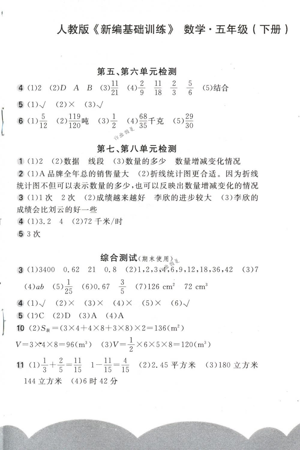 2018年新編基礎訓練五年級數學下冊人教版 第12頁