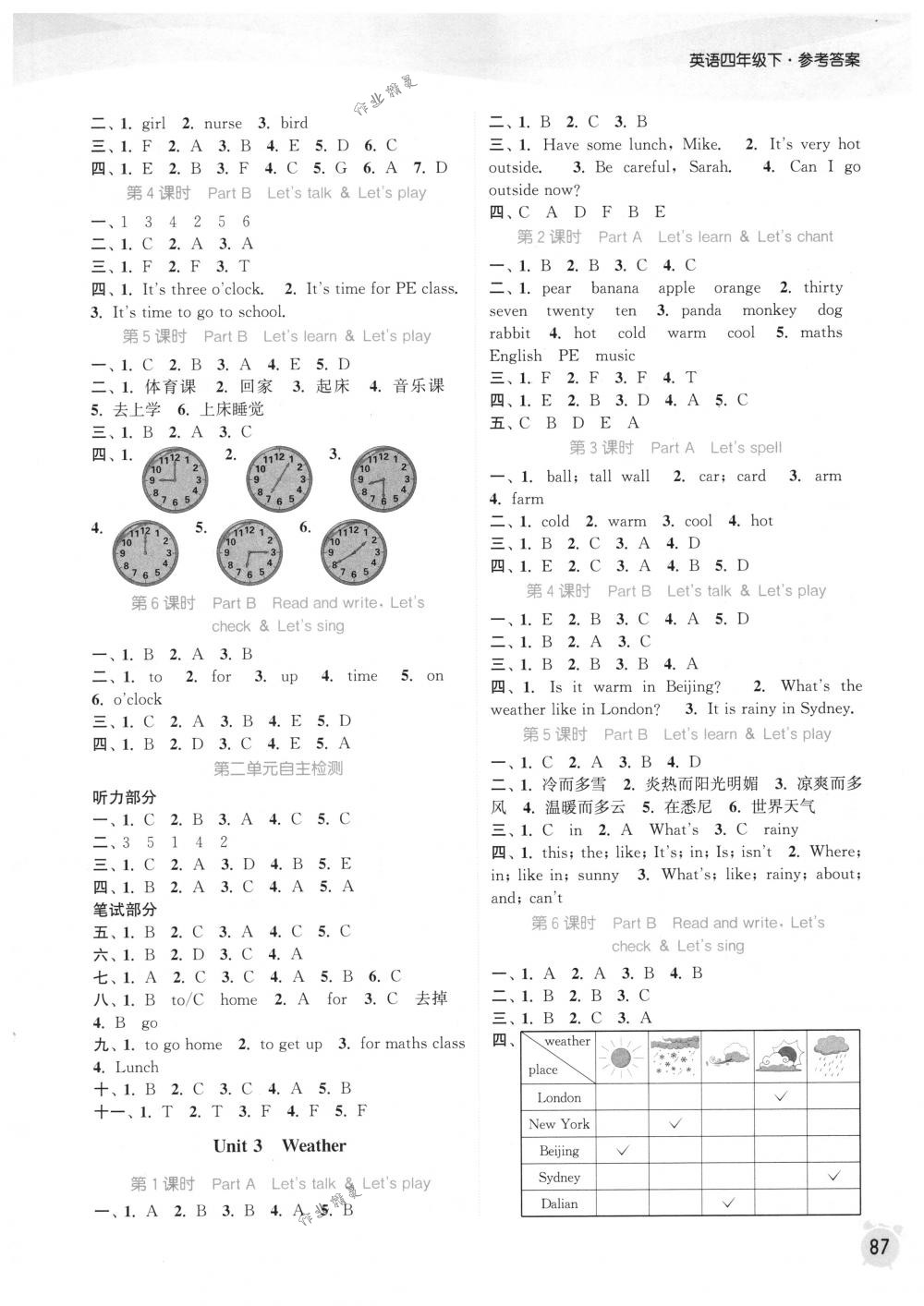 2018年通城学典课时作业本四年级英语下册人教PEP版 第7页