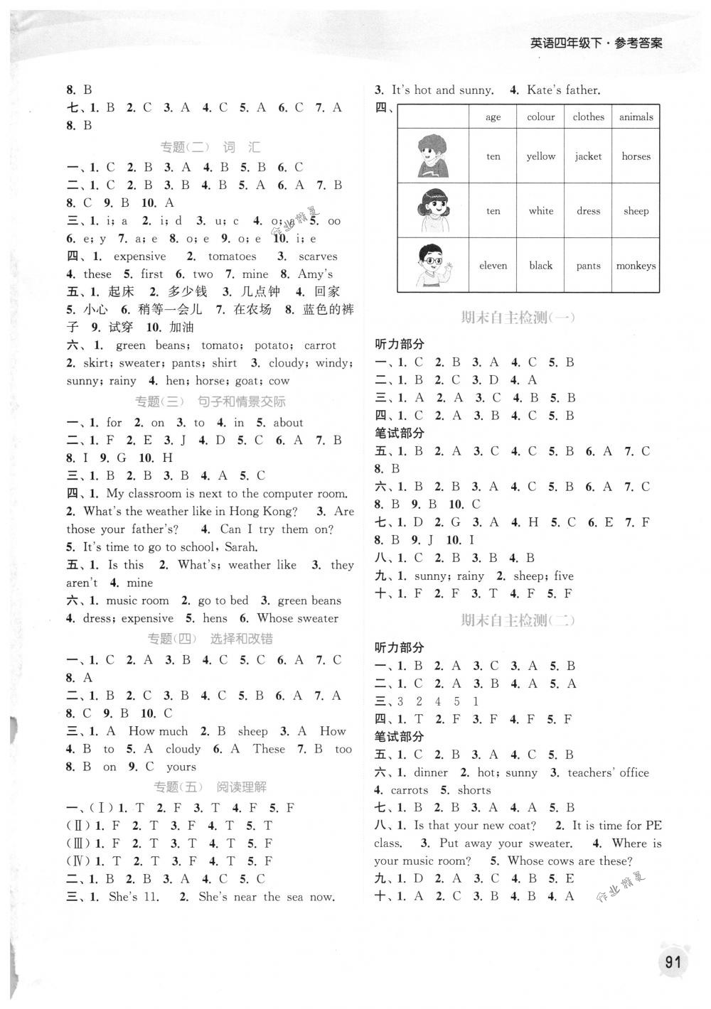 2018年通城学典课时作业本四年级英语下册人教PEP版 第11页