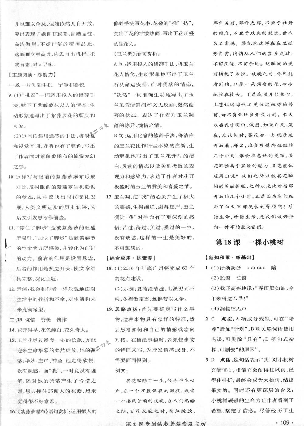 2018年點(diǎn)撥訓(xùn)練七年級(jí)語(yǔ)文下冊(cè)人教版 第18頁(yè)