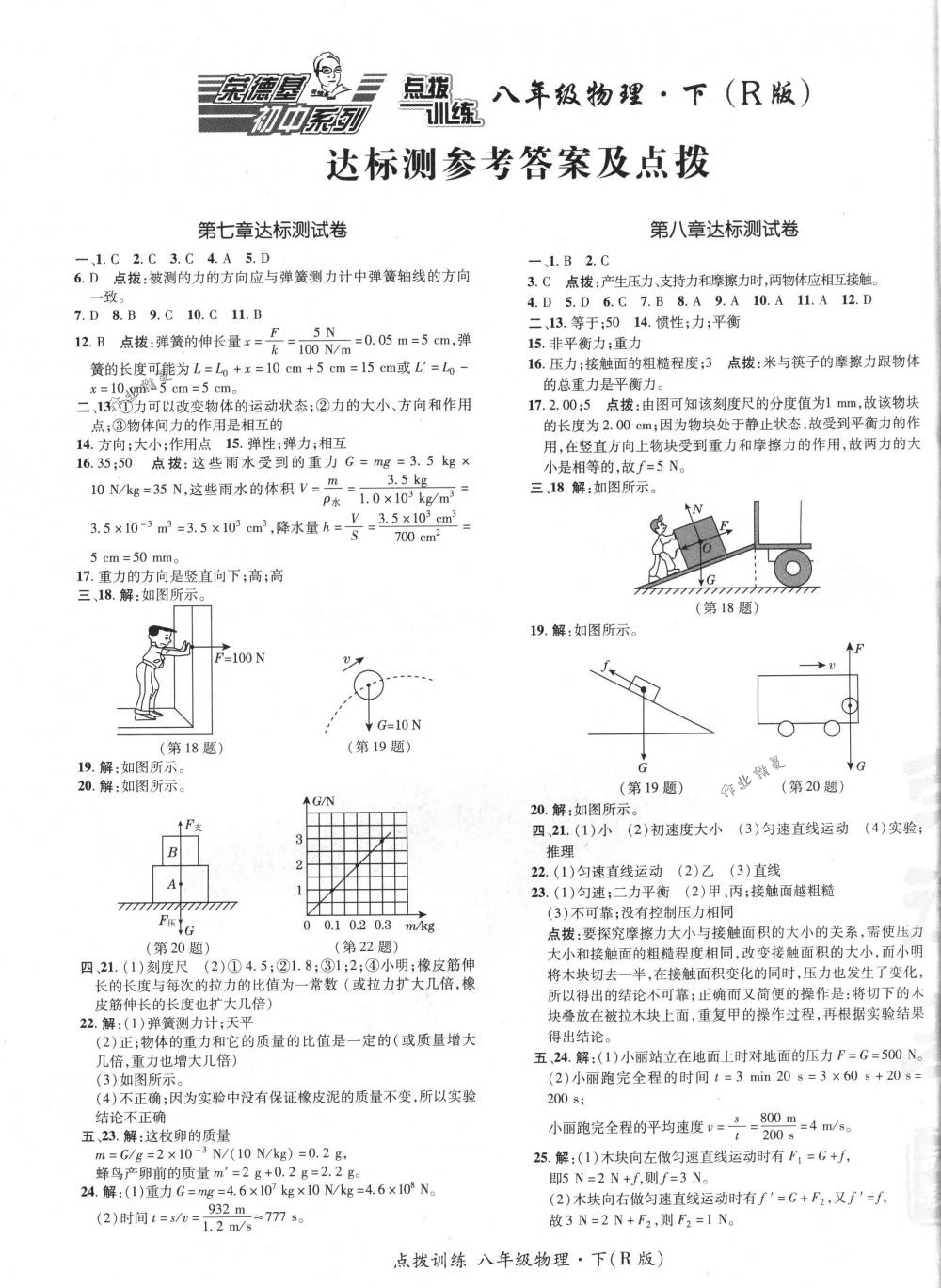 2018年點(diǎn)撥訓(xùn)練八年級物理下冊人教版 第1頁