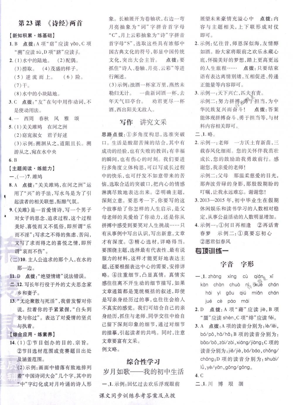 2018年點撥訓(xùn)練九年級語文下冊人教版 第22頁