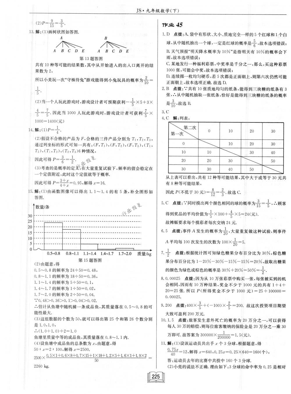 2018年啟東中學(xué)作業(yè)本九年級數(shù)學(xué)下冊江蘇版 第49頁