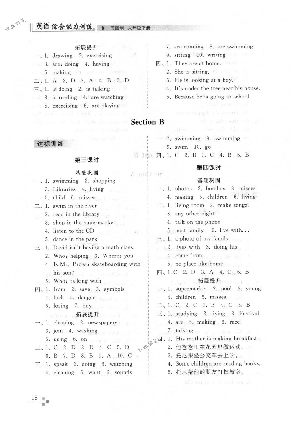 2018年英语能力训练六年级英语下册鲁教版五四制 第17页