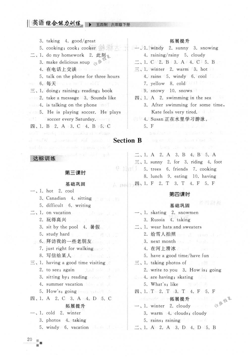 2018年英语能力训练六年级英语下册鲁教版五四制 第19页