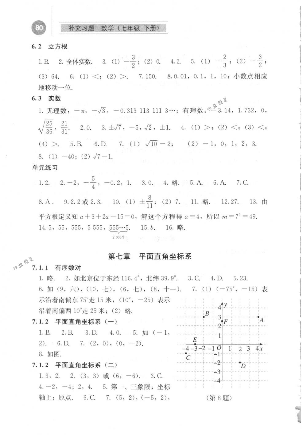 2018年補充習(xí)題七年級數(shù)學(xué)下冊人教版人民教育出版社 第5頁