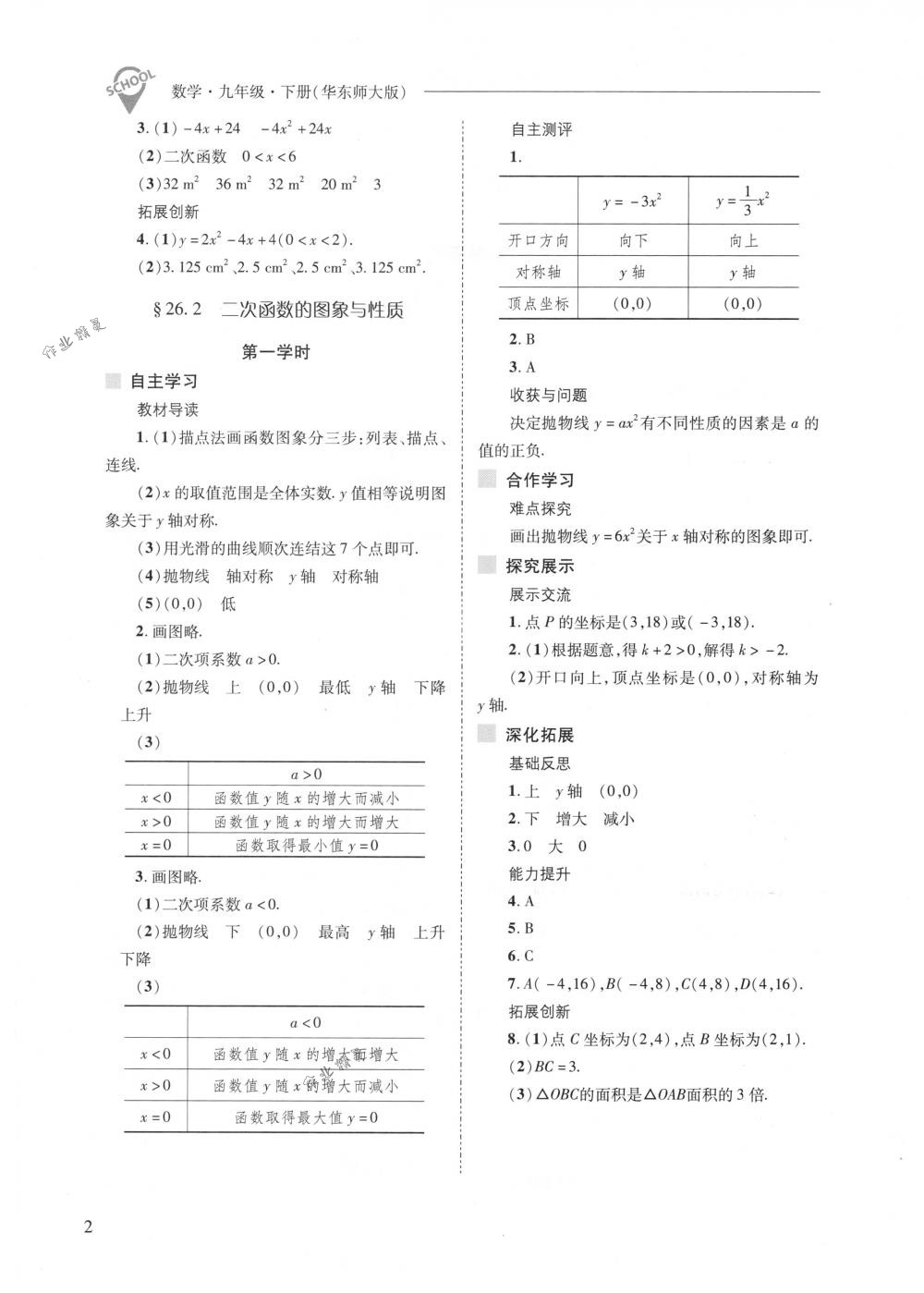 2018年新課程問題解決導(dǎo)學(xué)方案九年級數(shù)學(xué)下冊華東師大版 第2頁