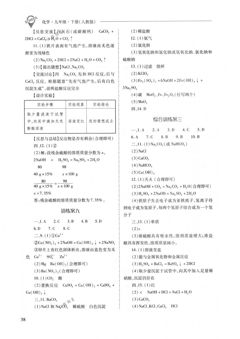 2018年新课程问题解决导学方案九年级化学下册人教版 第38页