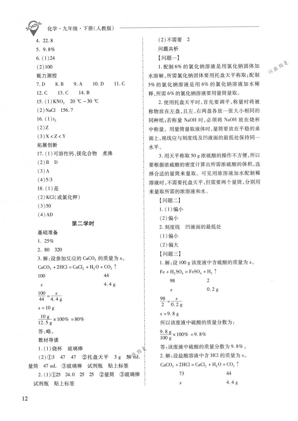 2018年新课程问题解决导学方案九年级化学下册人教版 第12页