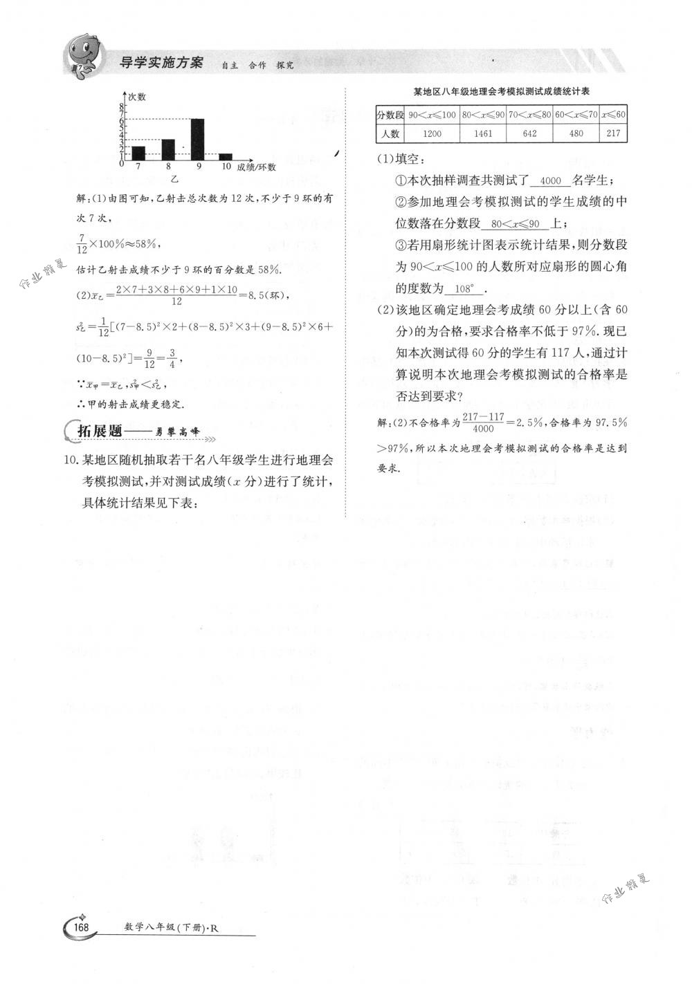 2018年金太陽導(dǎo)學(xué)案八年級數(shù)學(xué)下冊人教版 第168頁