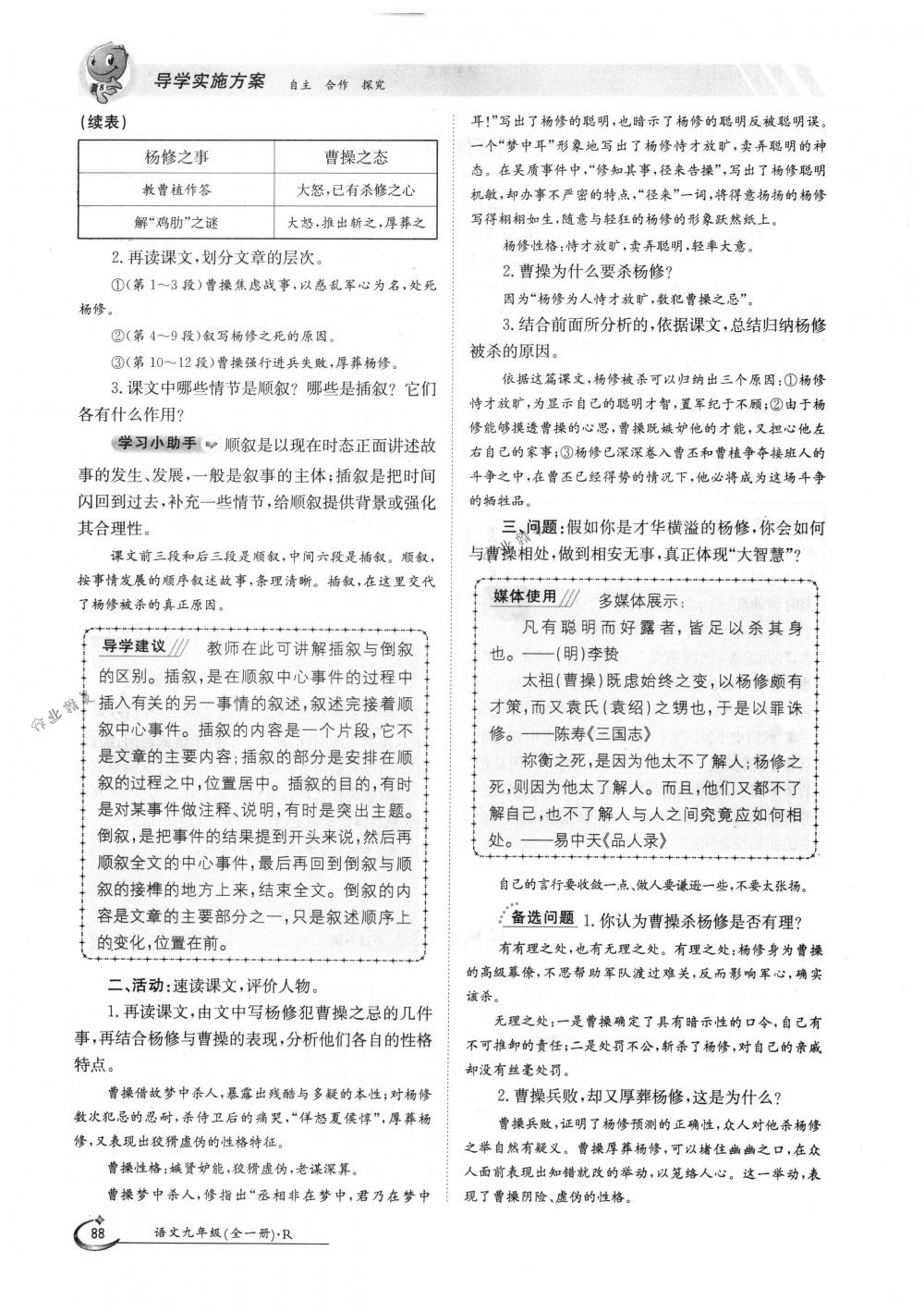 2018年金太陽導(dǎo)學(xué)案九年級語文全一冊下下人教版 第88頁