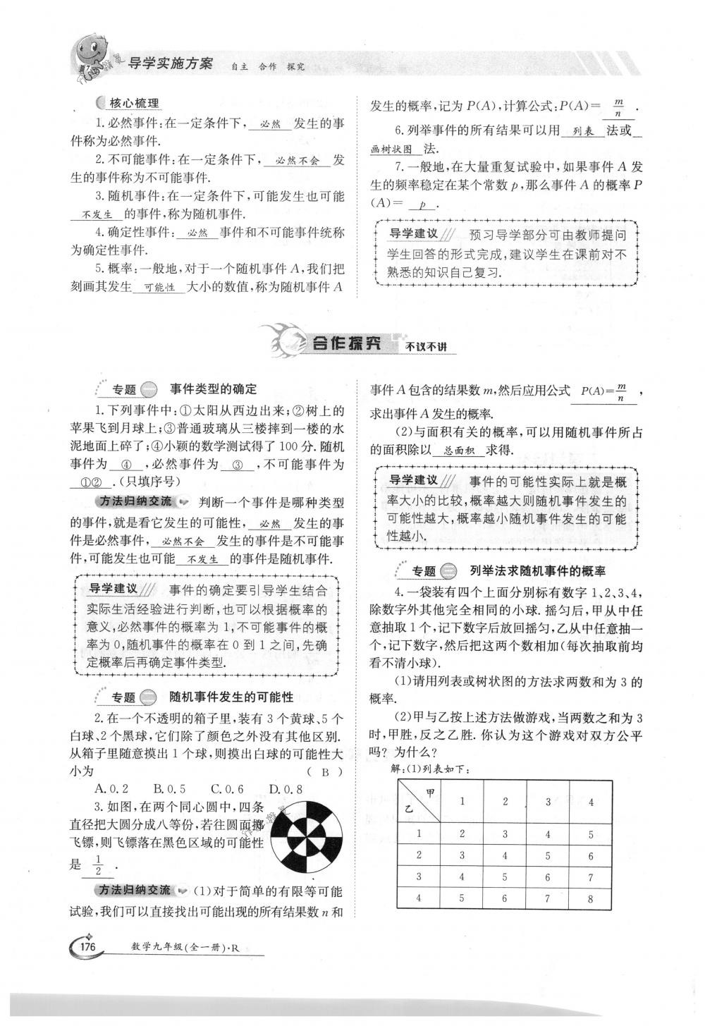 2018年金太陽導(dǎo)學(xué)案九年級數(shù)學(xué)全一冊人教版 第176頁