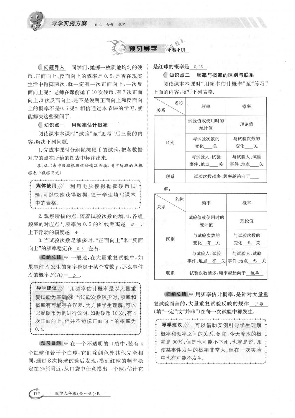 2018年金太陽導(dǎo)學(xué)案九年級數(shù)學(xué)全一冊人教版 第172頁