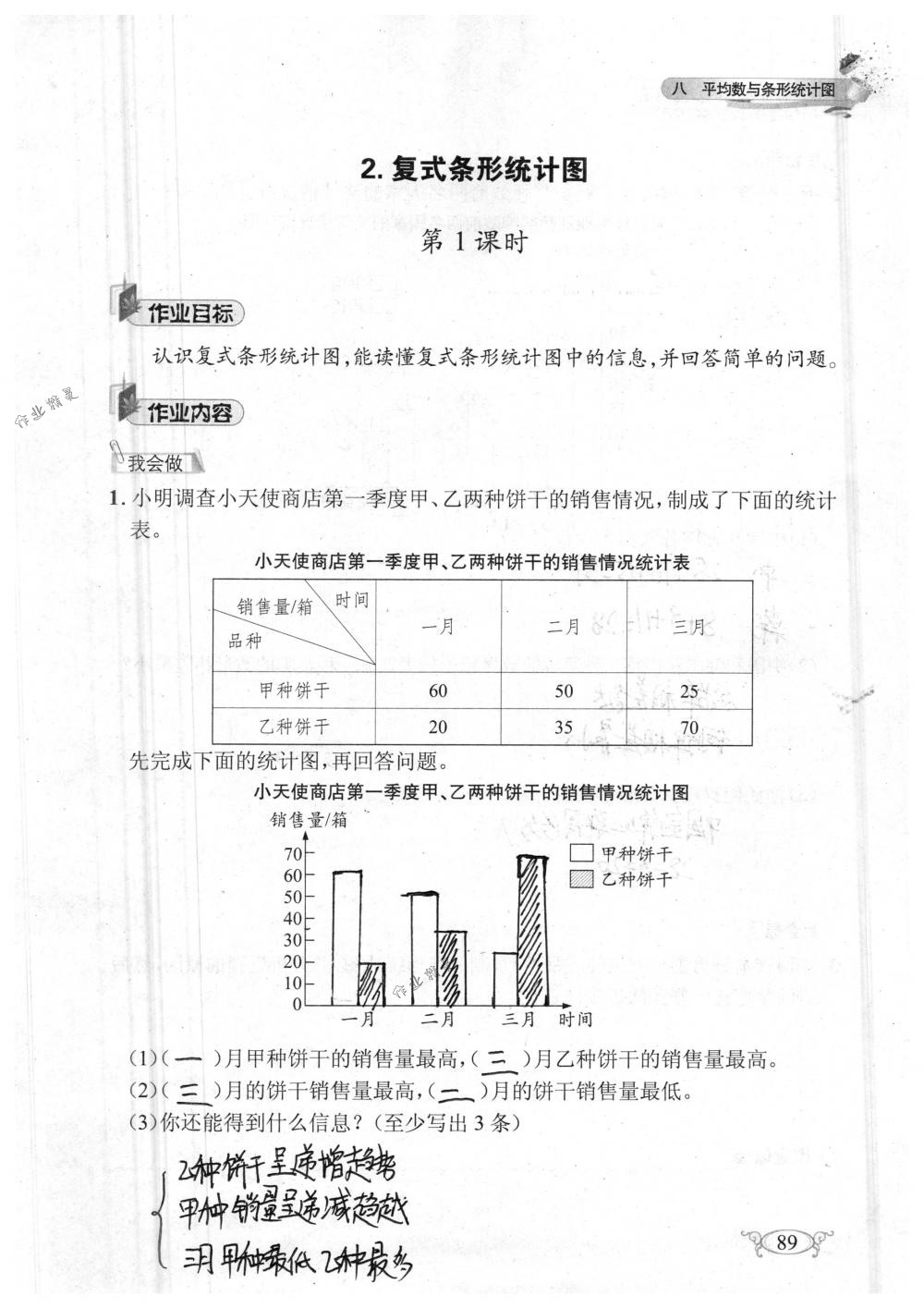 2018年长江作业本同步练习册四年级数学下册人教版 第89页