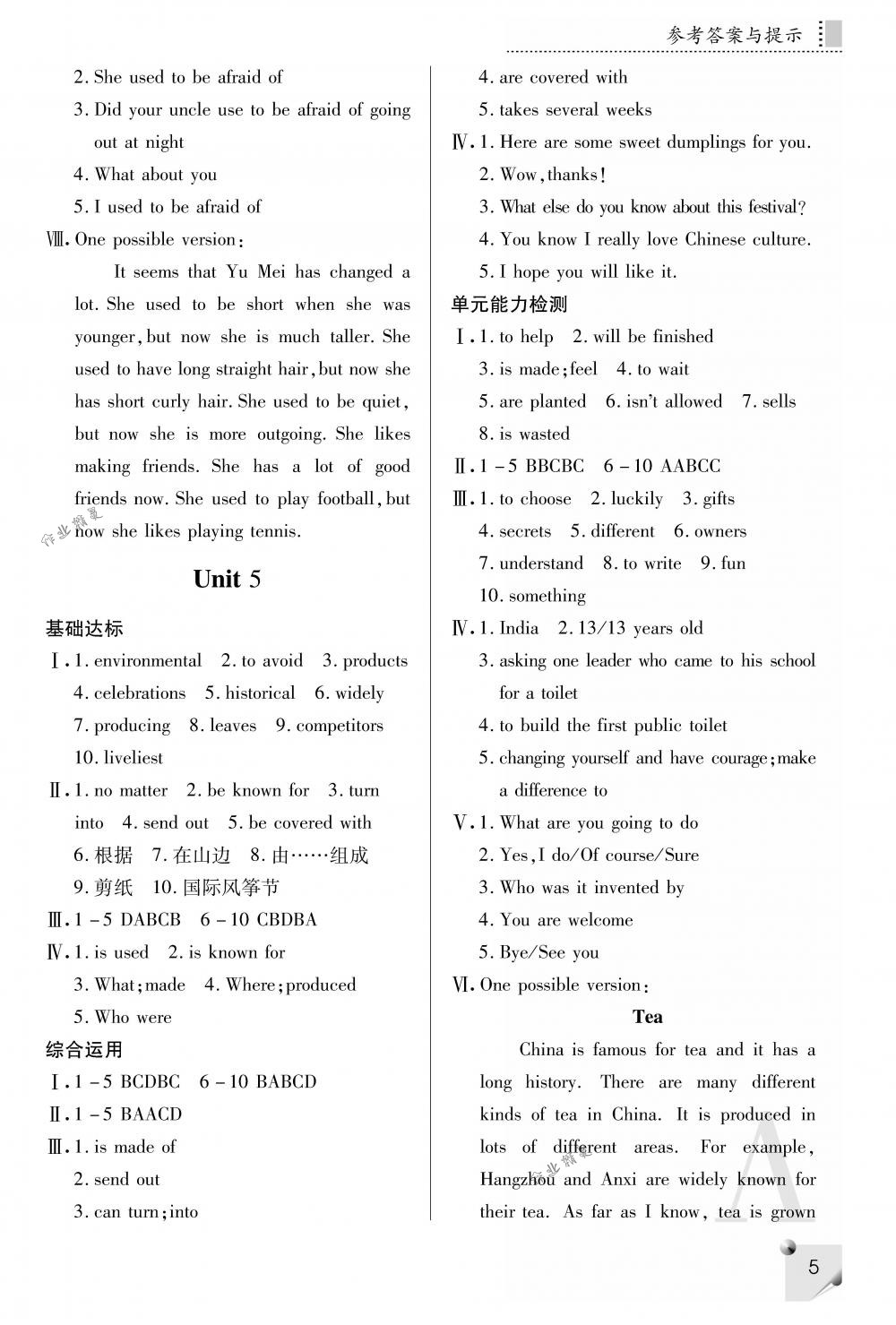 2018年课堂练习册九年级英语全一册下A版 第5页