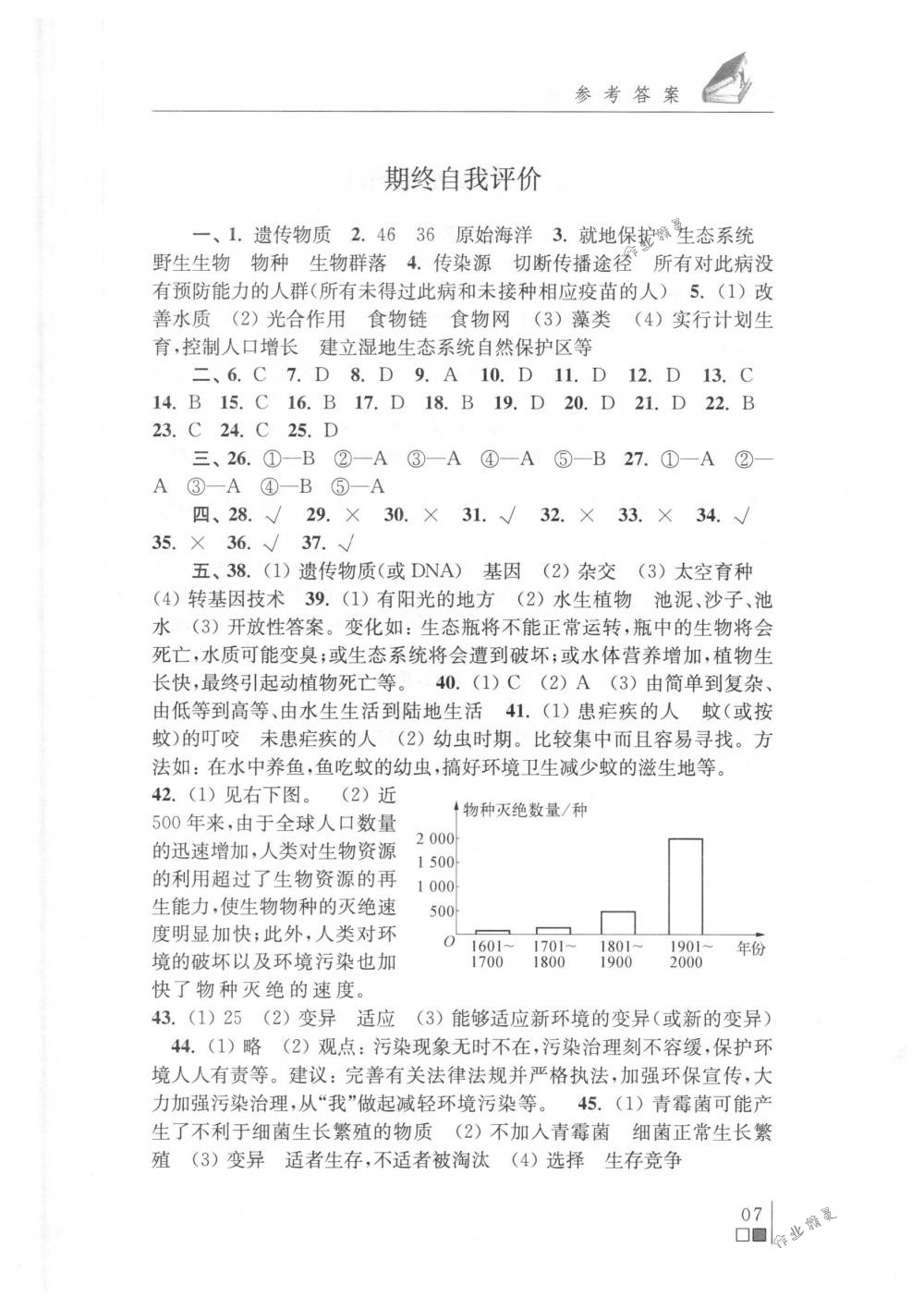 2018年補充習題八年級生物下冊蘇科版江蘇鳳凰生物技術(shù)出版社 第7頁