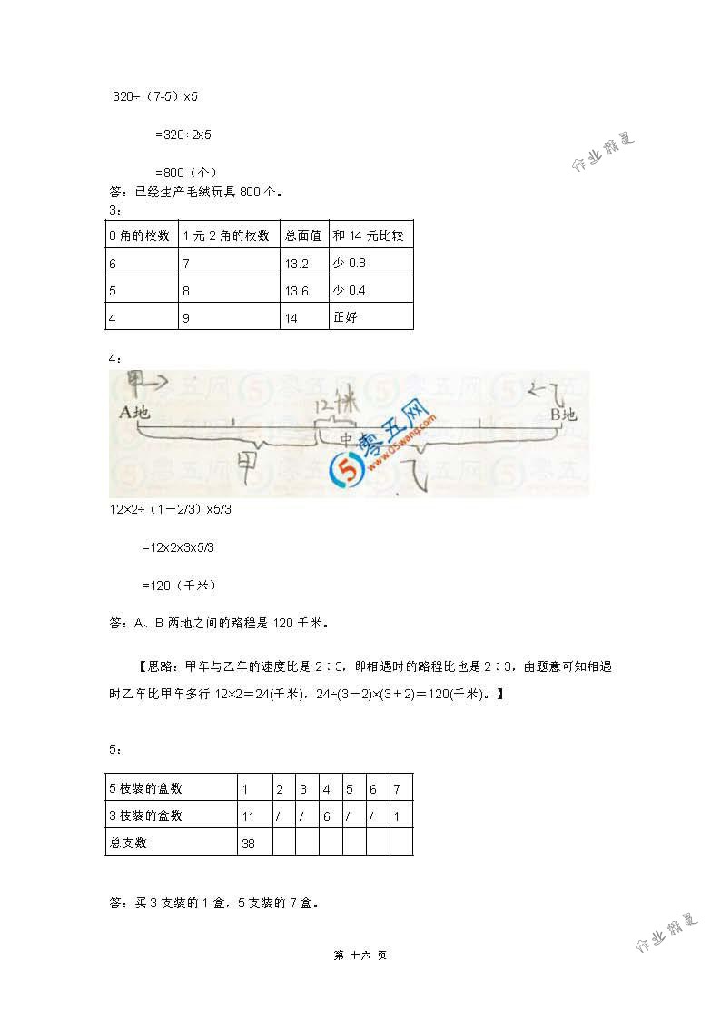 2018年练习与测试小学数学六年级下册苏教版 第16页