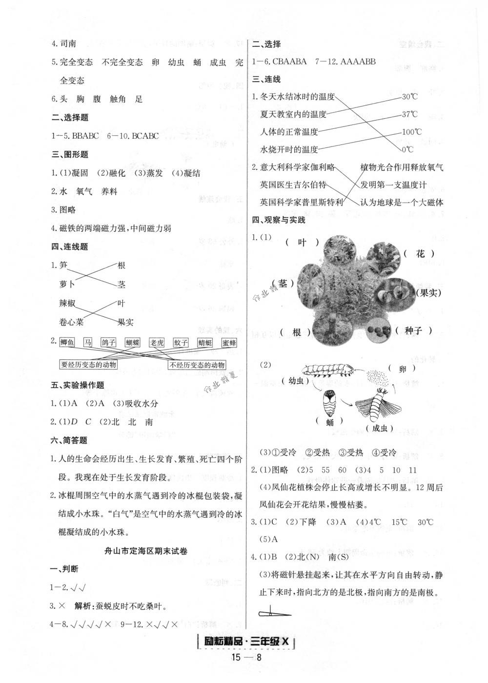 2018年勵耘書業(yè)浙江期末三年級科學(xué)下冊教科版 第8頁